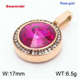 Stainless steel CZ rose gold pendant with swarovski circle stone