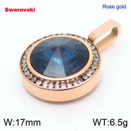 Stainless steel CZ rose gold pendant with swarovski circle stone