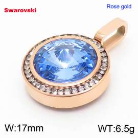 Stainless steel CZ rose gold pendant with swarovski circle stone