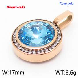 Stainless steel CZ rose gold pendant with swarovski circle stone