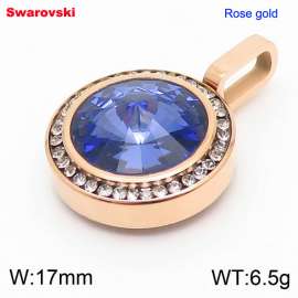 Stainless steel CZ rose gold pendant with swarovski circle stone