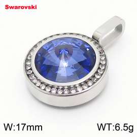 Stainless steel CZ silver pendant with swarovski circle stone