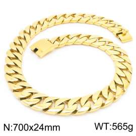 Gold Casting Smooth Thick Necklace Hip Hop Punk Cuban Chain