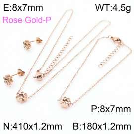 Stainless steel 410x1.2mm&180x1.2mm welding chain lobster clasp crystal dog palm charm rose gold set