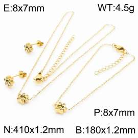 Stainless steel 410x1.2mm&180x1.2mm welding chain lobster clasp crystal dog palm charm gold set