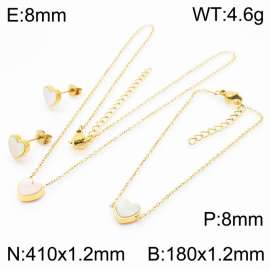Stainless steel 410x1.2mm&180x1.2mm welding chain lobster clasp shell heart charm gold set