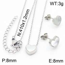 Stainless steel 410x1.2mm welding chain lobster clasp shell heart charm silver set