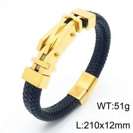 Personality titanium steel ornaments fashion casual unisex leather rope bracelet