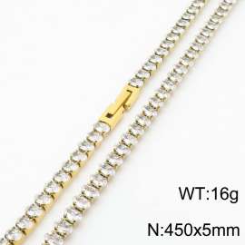450X5mm Women Gold Plated Stainless Steel Link Bracelet with Oval Transparent Zircons