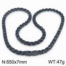 650X7mm Black Plated Tangled Stainless Steel Herringbone Chain Necklace