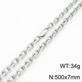 Silver Color Stainless Steel O Chain Necklace with Lobster Clasp