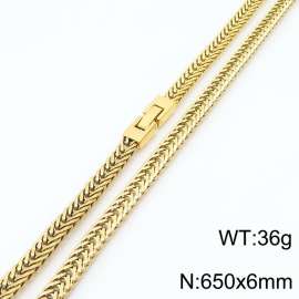 650X6mm Gold Plated Stainless Steel Herringbone Chain Necklace