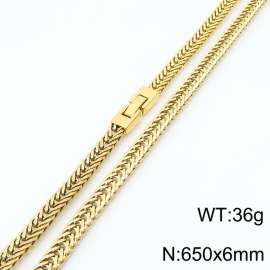 650X6mm Gold Plated Stainless Steel Herringbone Chain Necklace
