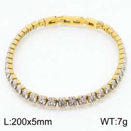 200X5mm Women Gold Plated Stainless Steel Link Bracelet with Oval Transparent Zircons
