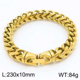 230X10mm Gold Plated Stainless Steel Herringbone Chain Bracelet