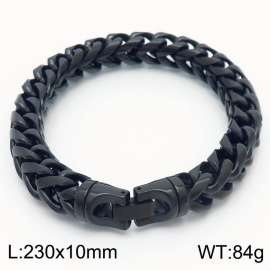 230X10mm Black Plated Stainless Steel Herringbone Chain Bracelet