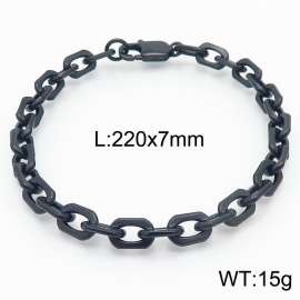 Black Plated Stainless Steel O Chain Bracelet with Lobster Clasp