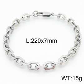 Silver Color Stainless Steel O Chain Bracelet with Lobster Clasp