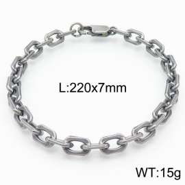 Worn Effect Stainless Steel O Chain Bracelet with Lobster Clasp