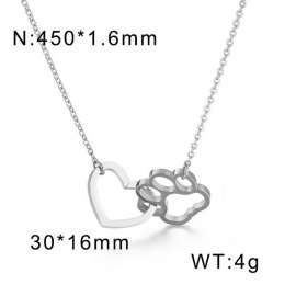 Palm cat paw peach heart pendant long collar chain Necklace