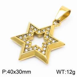 Stainless steel classic shiny crystal hexagonal star pendant