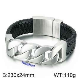 Coarse titanium steel chain leather bracelet Men's knitting cow leather buckle bracelet