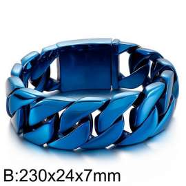 Men's Cuban Bright Face Thick Shiny Bracelet Hip-hop Fashion Men's Blue Bracelet