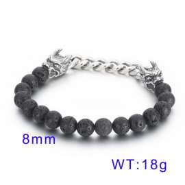 Volcanic Stone Beads Oxidation Dragon Chain Elastic Men's Stone Bracelet