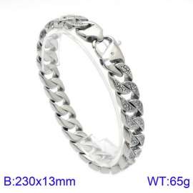 Men's hip-hop rock personalized diamond inlaid titanium steel Stone Bracelet