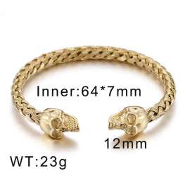 Gold Double Ghost Men's Waiya Thread Open C-shaped Skull Bangle