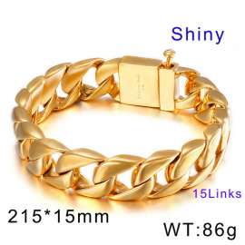 Gold Polished Cast Snap Button Men's Bracelet