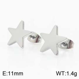 Silver Color Stainless Steel Star Stud Earrings For Women