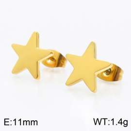 Gold Color Stainless Steel Star Stud Earrings For Women