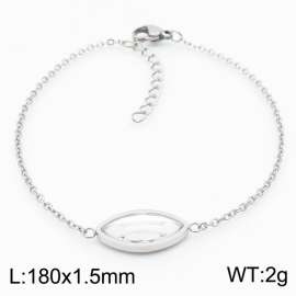 18cm Long Silver Color Stainless Steel Oval Crystal Glass Link Chain Bracelets For Women