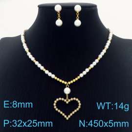 Fashion women's hollow peach heart pearl necklace