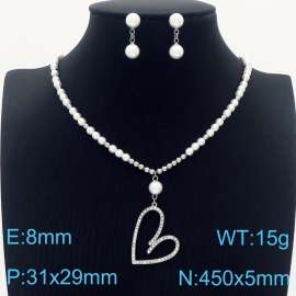 Fashion women's hollow peach heart pearl necklace