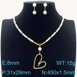 Fashion women's hollow peach heart pearl necklace