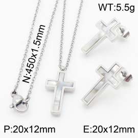 Personalized design French stainless steel cross inlaid shell women's accessories set