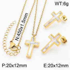 Personalized design French stainless steel cross inlaid shell women's accessories set