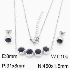 French zircon inlaid clavicle chain women's earrings Necklace Accessories set