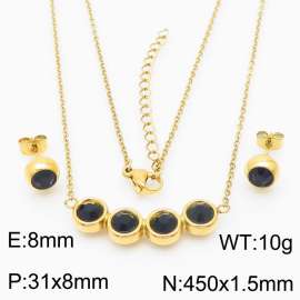 French zircon inlaid clavicle chain women's earrings Necklace Accessories set