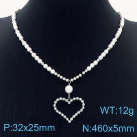 Fashion women's hollow peach heart pearl necklace