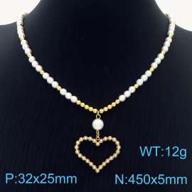Fashion women's hollow peach heart pearl necklace