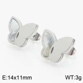 Steel color Butterfly Stainless Steel Stud earrings for women
