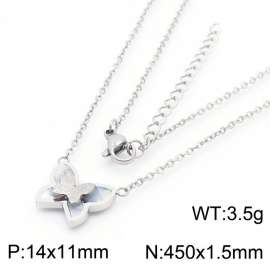 Beautiful double -layer butterfly stainless steel necklace