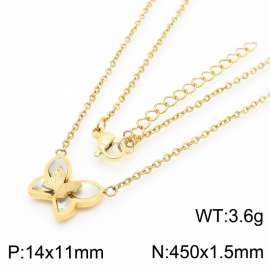 Beautiful gold double -layer butterfly stainless steel necklace