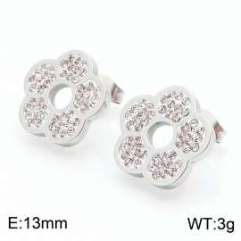 Fashion crystal flower stainless steel earrings