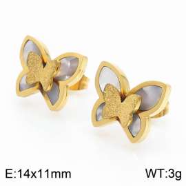 Exquisite stainless steel gold butterfly earrings