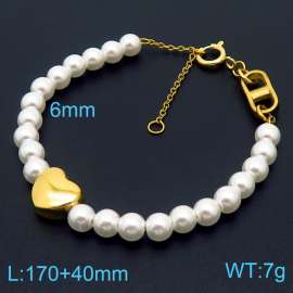 Gold Heart beads stailess steel bracelets