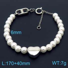 Heart Charm with beads stailess steel bracelets